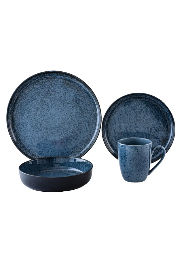 طقم عشاء عالي الجودة 16 قطعة بتصميم أنيق أزرق 31.5 x 22 x 31 سم